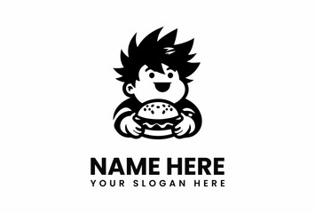 Cartoon Character Enjoying a Delicious Burger.