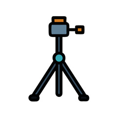 Fototapeta premium Stylized camera on a tripod with a black backdrop