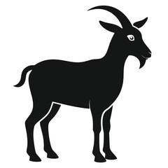 Majestic goat silhouette artistry on a clean white background isolated on white background