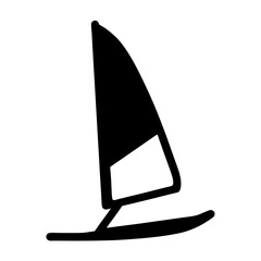 Windsurfer illustration showcasing watersport activity and minimalistic graphic design element for recreation