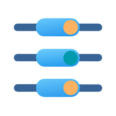 Obraz premium Three minimalist sliders control settings in flat graphic design