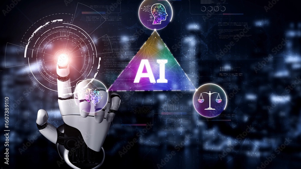 Poster ai assistant brain processor with llm technology, big data, machine learning, generative ai for busi