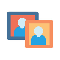 Abstract avatars in colorful frames, a graphic design concept