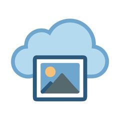Cloud storage platform interface graphic icon with landscape image