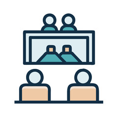 Remote team meeting concept on conference video call system