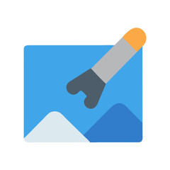 Stylized paint brush and landscape in geometric flat design