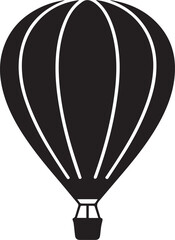 Obraz premium A simple hot air balloon silhouette icon. A black and white vector graphic for travel, flight, and adventure concepts, isolated on a white background.