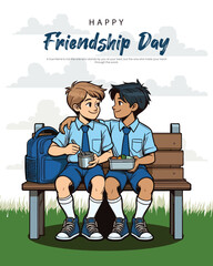 Celebrating the joy and warmth of true friendship in a colorful vector style