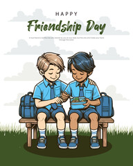 Celebrating the joy and warmth of true friendship in a colorful vector style