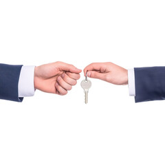 Key Exchange Between Two Hands for Security and Access isolated on transparent background.