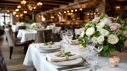 Fototapeta premium Elegant wedding reception dining setting