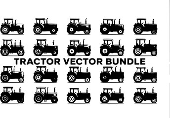 Tractor Silhouette Vector Bundle | Farm Vehicle vector Pack