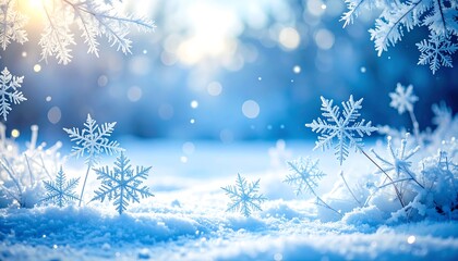 Winter wonderland scene with snowflakes