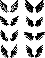 Fototapeta premium Wings Collection, Angel Wings, Feathered Wings, vector bundle