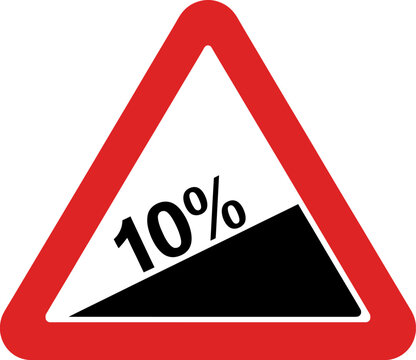 Steep Hill Warning 10% Incline Sign