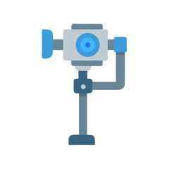 Flat vector camera on a stand on black background