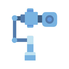 Blue isometric robot arm on black background illustration