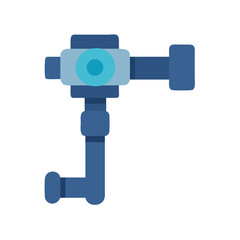 Blue plumbing fixture with light blue accents isolated on black