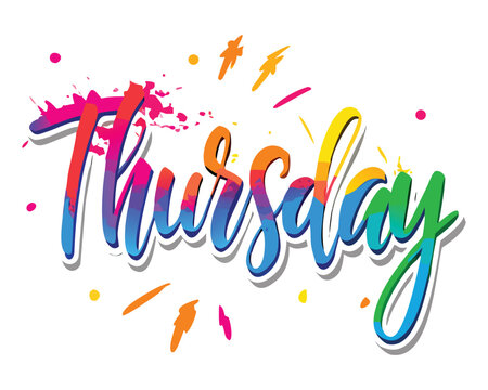 Colorful thursday graphic design for social media posts and creative projects with splash elements, thursday text