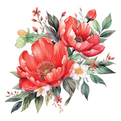 Red roses and pink tulips bloom beautifully in a vibrant summer garden, their petals forming a colorful bouquet