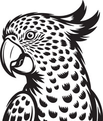Black and white parrot vector animal illustration with tribal tattoo design