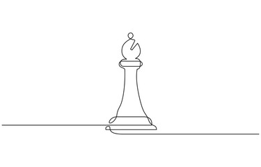 Continuous one line drawing of bishop chess piece vector illustration. Editable outline