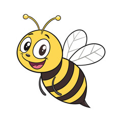Cute Cartoon Bee – Smiling Flying Insect Vector Illustration