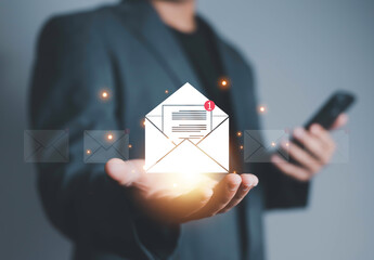 New email notification concept, business online communication, email communication, digital...