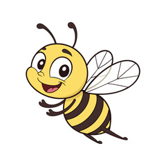 Cute Cartoon Bee – Smiling Flying Insect Vector Illustration