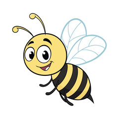 Cute Cartoon Bee – Smiling Flying Insect Vector Illustration
