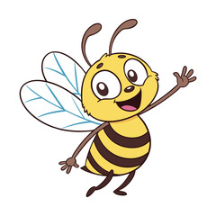 Cute Cartoon Bee – Smiling Flying Insect Vector Illustration