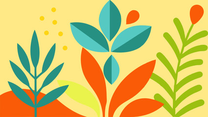 Cute floral background in flat style. Vector illustration for your design.