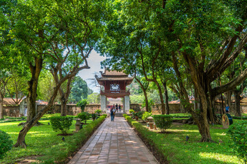 View of Van Mieu Quoc Tu Giam or The Temple of Literature was constructed in 1070, first to honor Confucius and In 1076,Quoc Tu Giam as the first university of Vietnam, Hanoi.