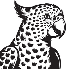 Black and white parrot vector animal illustration with tribal tattoo design