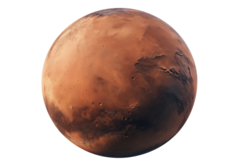 Mars Planet Isolated on White Background. Mars Globe Astronomy Illustration PNG.