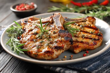 Grilled Pork Chops with Rosemary.