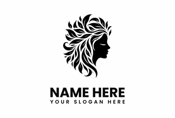 Elegant Feminine Silhouette with Ornate Floral Hair Design.