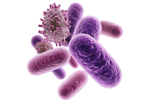 Microscopic Bacteria Organism Isolated on White Background - Powered by Adobe