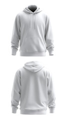 Plain white hooded sweatshirt with front pocket and drawstring hoodie