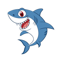 Cartoon Smiling Shark – Funny Ocean Predator Vector Illustration
