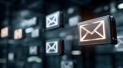 Innovative email marketing icons showcased in abstract digital environment for enhanced auto campaign strategies