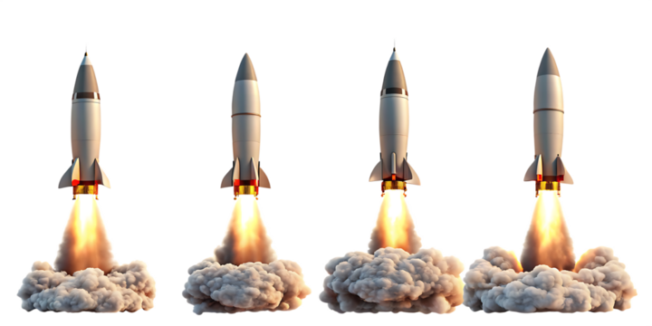 Rocket launch with fire and smoke isolated on a transparent background.png