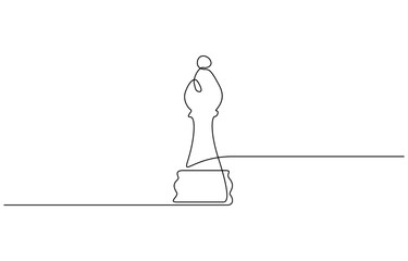 Continuous one line drawing of bishop chess piece vector illustration. Editable outline
