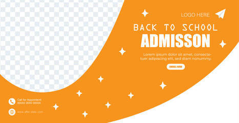 Bright Orange Back to School Admission Social Media Banner Template
