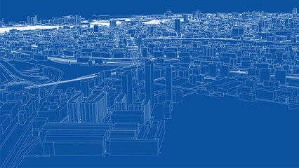 Urban modern landscape. Vector rendering of 3d