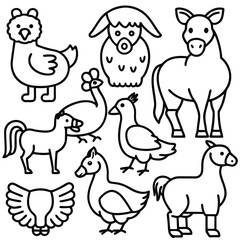 Farm animal line art design vector art 