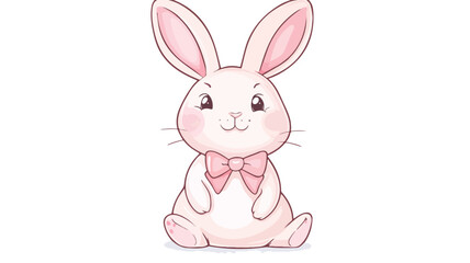 Obraz premium Cute Pink Rabbit with Bow Tie Cartoon Vector Illustration