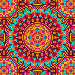 Colorful and Vibrant mandala floor design. Intricate vector design. Decorative elements, Festival, Arabic, Indian, Moroccan, Spain, Turkish, Pakistan, ottoman motifs.