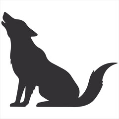 Wolf Sillouette Vector Isloated On White Background