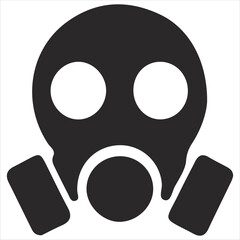 Worker Full Face Respiratory Sillouette Vector Isloated On White Background